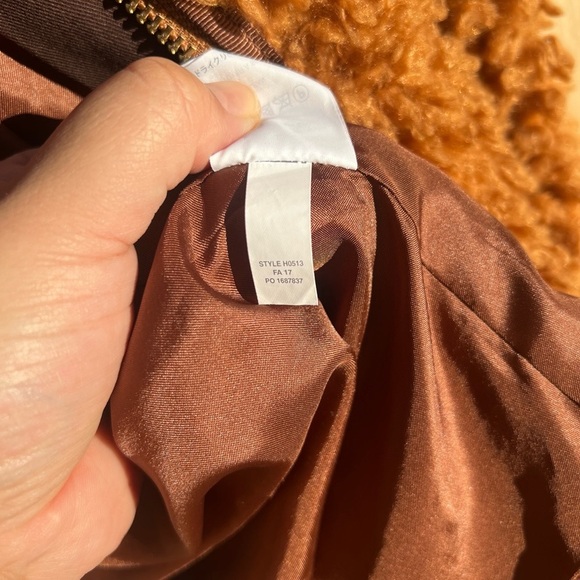 jcrew textured teddy vegan sherpa coat warm brandy brown XL super soft! - Picture 10 of 15